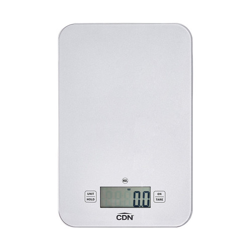 CDN SD1502-S 15 Lbs. Silver Tempered Glass Rectangular Platform Digital Portion Control Scale