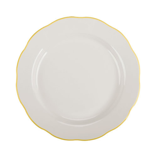 CAC China SC-9G 9" Dia. Gold Band and American White Ceramic Round Seville Plate (2 Dozen Per Case)
