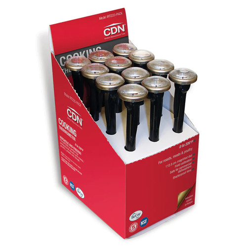 CDN IRT220-PACK 5" Stem Waterproof Shatterproof Cooking Thermometer Display Pack (12 Per Box)