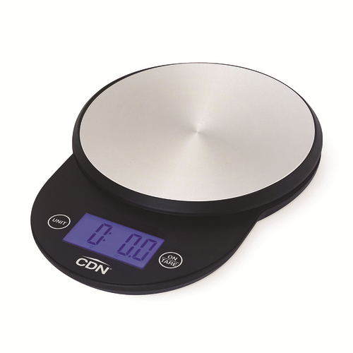 CDN SD1104-BK 11 Lbs. Black Round Stainless Steel Platform Digital Scale