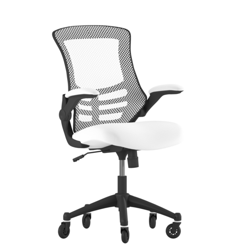 Flash Furniture BL-X-5M-WH-RLB-GG 250 Lbs. White Adjustable Height Kelista Swivel Task Chair