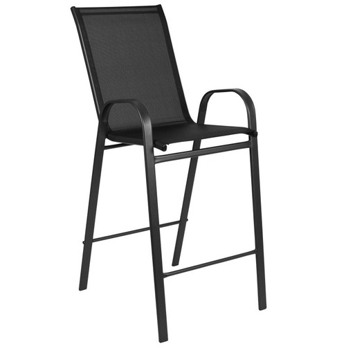 Flash Furniture 2-JJ-092H-GG Black Rectangular Full Back Brazos Series Stacking Patio Barstool