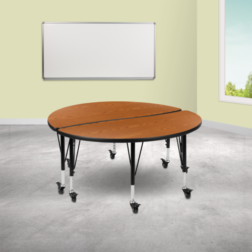 Flash Furniture XU-GRP-A48-HCIRC-OAK-T-P-CAS-GG 47.5" W Oak Round Laminate Activity Table