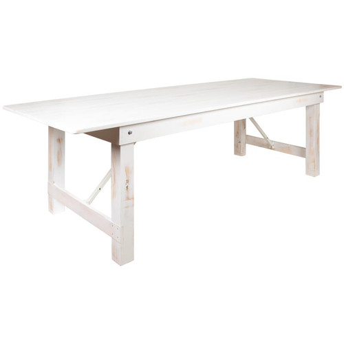 Flash Furniture XA-F-108X40-WH-GG 108" W Antique White Plywood Top Hercules Series Folding Rustic Farm Table