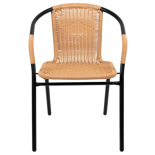 Flash Furniture 2-TLH-037-BGE-GG 352 Lbs. Beige Ratan with Metal Frame Stack Chair