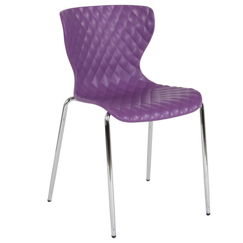 Flash Furniture LF-7-07C-PUR-GG Purple Plastic Back and Seat Chrome Frame Finish Stacking Lowell Chair
