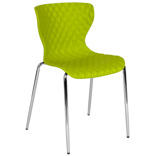 Flash Furniture LF-7-07C-CGRN-GG Citrus Green Plastic Back and Seat Chrome Frame Finish Stacking Lowell Chair