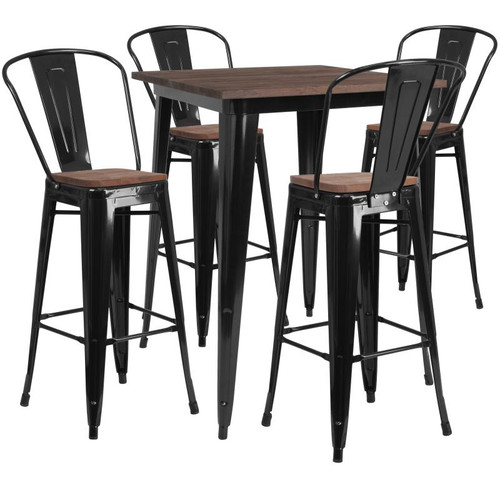 Flash Furniture CH-WD-TBCH-19-GG 32" W x 42" H Black Table and Chair Set