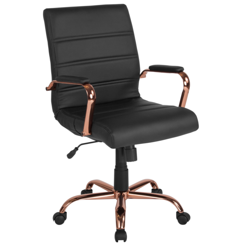 Flash Furniture GO-2286M-BK-RSGLD-GG 250 Lbs. Black Adjustable Height Whitney Executive Swivel Office Chair