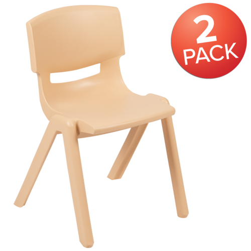Flash Furniture 2-YU-YCX-004-NAT-GG Natural Polypropylene Whiteney Stacking Chair