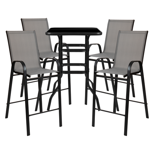 Flash Furniture TLH-073H092H4-GR-GG 27.5" W x 39.5" H Gray Square Outdoor Dining Set