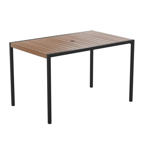 Flash Furniture XU-DG-UH3048-GG 30" W Faux Teak with Umbrella Hole Outdoor Dining Table
