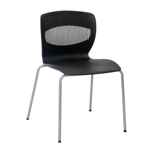 Flash Furniture RUT-NC618-BK-GG Black Plastic Stack Chair with Black Powder Coated Sled Base Frame HERCULES Series Commercial Grade