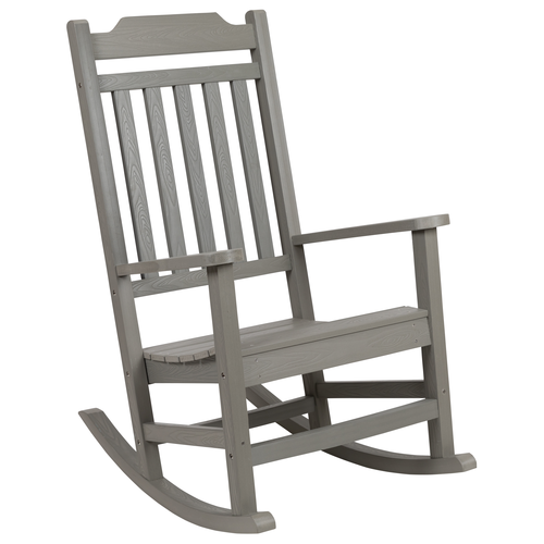 Flash Furniture JJ-C14703-GY-GG Gray Polystyrene Faux Wood Rocking Chair