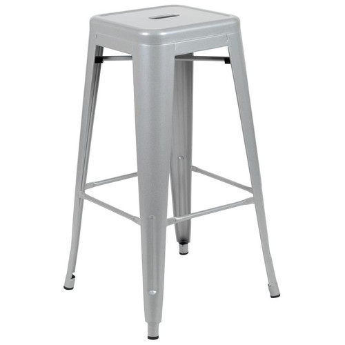 Flash Furniture 4-ET-31320-30-SV-R-GG 440 Lbs. Silver Metal Stackable Indoor Bar Stool