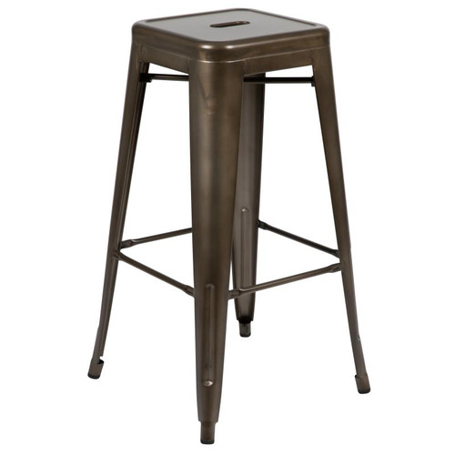 Flash Furniture 4-ET-31320-30-GN-R-GG 440 Lbs. Gray Metal Seat Stackable Indoor Bar Stool