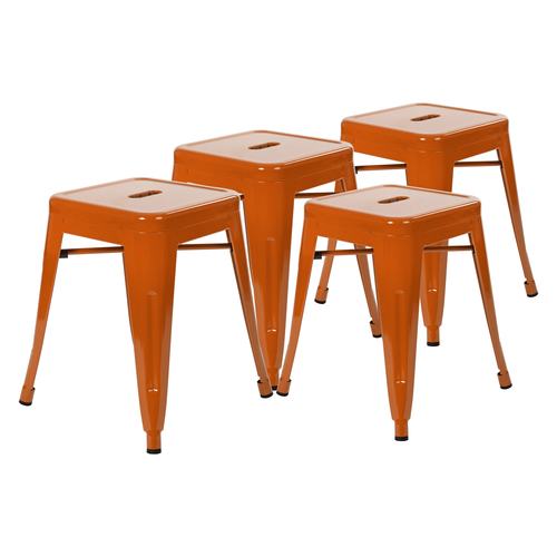 Flash Furniture ET-BT3503-18-ORG-GG 250 Lbs. Orange Welded Metal Square Wooden Seat Stool