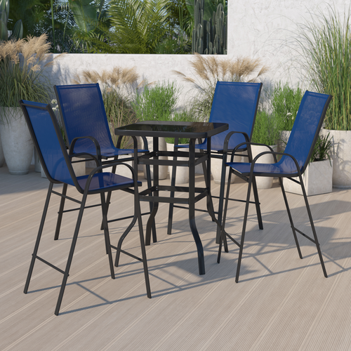 Flash Furniture TLH-073H092H4-NV-GG 27.5" W x 39.5" H Navy Square Outdoor Dining Set