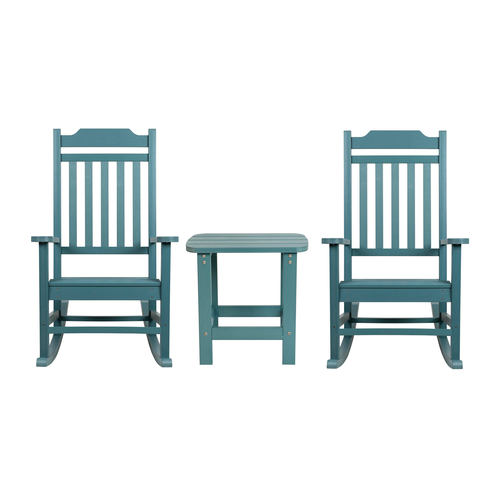 Flash Furniture JJ-C14703-2-T14001-TL-GG 25.62" W x 42" H Teal Square Rocking Chair and Side Table Set