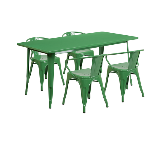 Flash Furniture ET-CT005-4-70-GN-GG 31.5" W x 29.5" H Green Rectangular Table and Chair Set