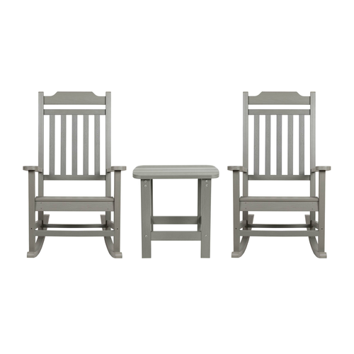 Flash Furniture JJ-C14703-2-T14001-GY-GG 25.62" W x 42" H Gray Square Rocking Chair and Side Table Set