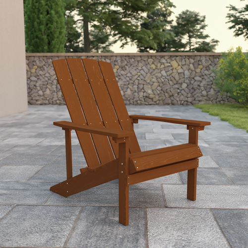 Flash Furniture JJ-C14501-TEAK-GG 350 Lbs. Teak Weather-Resistant Polystyrene Frame Adirondack Chair