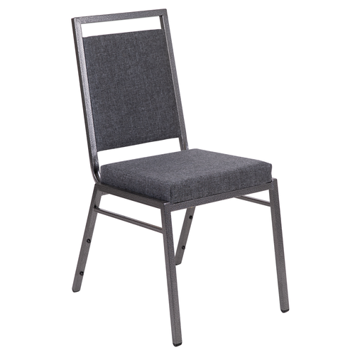 Flash Furniture FD-LUX-SIL-DKGY-GG Dark Gray Vinyl Upholstered Back and Seat Hercules Series Stacking Chair
