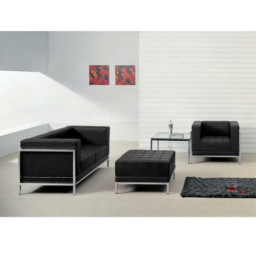 Flash Furniture ZB-IMAG-SET11-GG 57" W x 27.25" H HERCULES Imagination Series Black LeatherSoft Loveseat