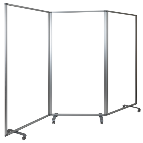 Flash Furniture BR-PTT001-3-AC-90183-GG 106.5" W 3 Sections Transparent Acrylic Mobile Partition