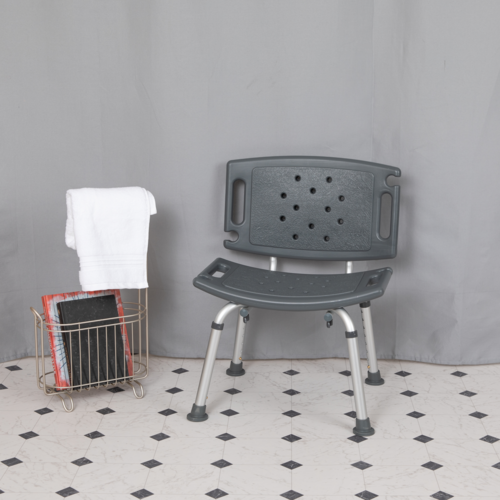 Flash Furniture DC-HY3501L-GRY-GG Gray Plastic Seat and Back Hercules Series Shower Chair