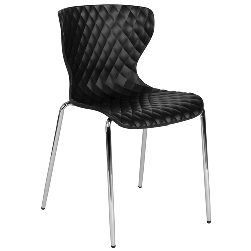 Flash Furniture LF-7-07C-BLK-GG Black Plastic Back and Seat Chrome Frame Finish Stacking Lowell Chair