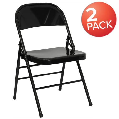 Flash Furniture 2-HF3-MC-309AS-BK-GG 18.5" W Black Steel Hercules Series Folding Chair