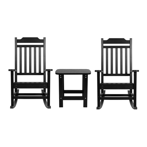 Flash Furniture JJ-C14703-2-T14001-BK-GG 25.62" W x 42" H Black Rocking Chair and Side Table Set