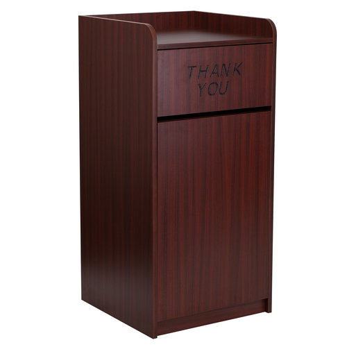 Flash Furniture MT-M8520-TRA-MAH-GG 36 Gal. Wood with Mahogany Melamine Square Trash Receptacle
