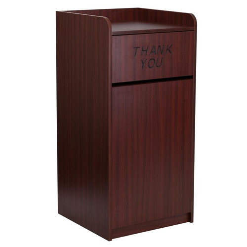 Flash Furniture MT-M8520-TRA-MAH-GG 36 Gal. Wood with Mahogany Melamine Square Trash Receptacle