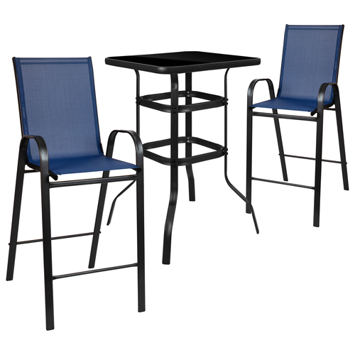 Flash Furniture TLH-073H092H-NV-GG 27.5" W x 39.5" H Navy Square Outdoor Dining Set