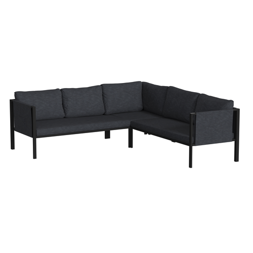 Flash Furniture GM-201108-SEC-CH-GG 1300 Lbs. Charcoal Fabric Back and Seat Cushions with Galvanized Steel Frame Lea Patio Sectional