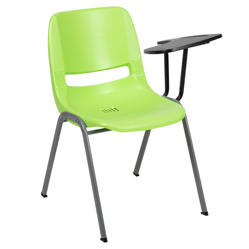 Flash Furniture RUT-EO1-GN-LTAB-GG 880 Lbs. Green Plastic Left Handed Tablet Arm Hercules Series Ergonomic Shell Chair