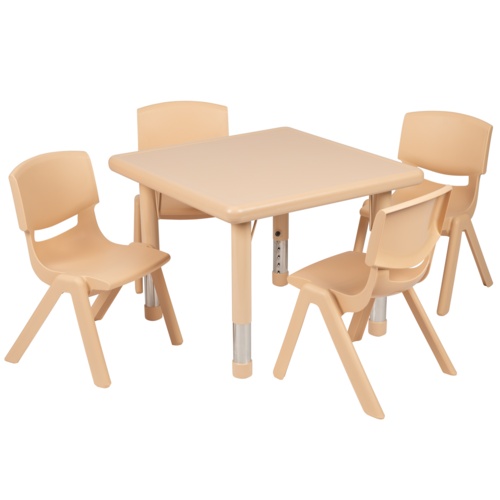 Flash Furniture YU-YCX-0023-2-SQR-TBL-NAT-E-GG 24" W x 23.75" H Natural Preschool Activity Table Set