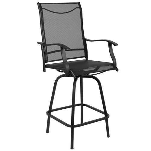 Flash Furniture 2-ET-SWVLPTO-30-BK-GG 300 Lbs. Black Galvanized Steel Rectangular Patio Swivel Stool