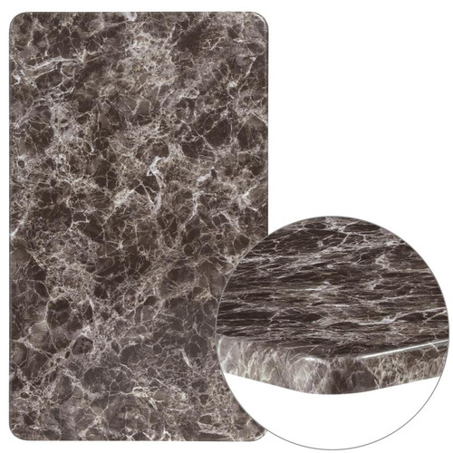 Flash Furniture XU-2442-MAR-GG 23.75" W x 1.25" H Black Laminate Rectangle Table Top