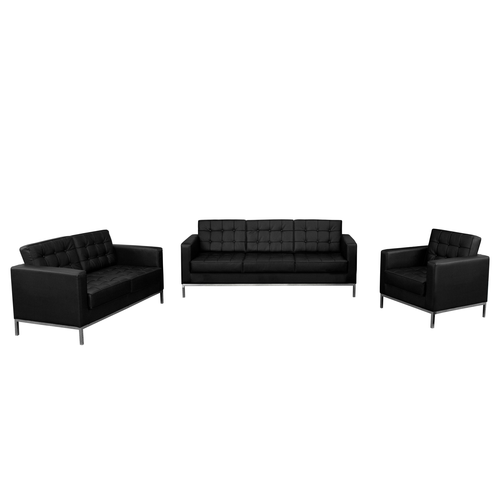 Flash Furniture ZB-LACEY-831-2-SET-BK-GG Black Leather Hercules Lacey Series Reception Set