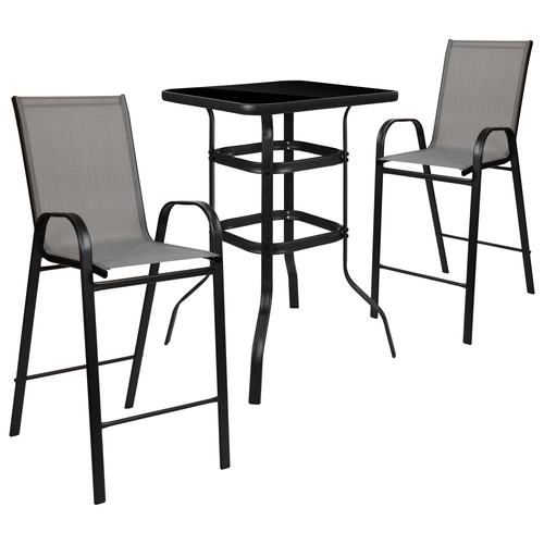 Flash Furniture TLH-073H092H-GR-GG 27.5" W x 39.5" H Gray Square Outdoor Dining Set
