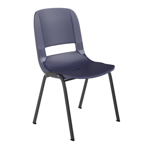 Flash Furniture RUT-16-PDR-NAVY-GG Navy Ergonomic Plastic Seat and Back Black Powder Coated Metal Frame Hercules Series Student Shell Stacking Chair