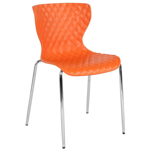 Flash Furniture LF-7-07C-ORNG-GG Orange Plastic Back and Seat Chrome Frame Finish Stacking Lowell Chair