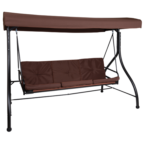 Flash Furniture TLH-007-BN-GG 800 Lbs. Brown Standalone Steel Frame 3-Seat Patio Swing Canopy Hammock