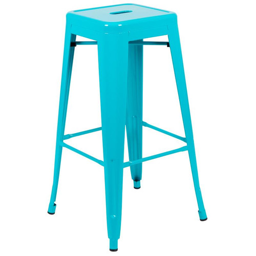 Flash Furniture 4-ET-31320-30-TL-R-GG 440 Lbs. Teal Metal Seat Stackable Indoor Bar Stool