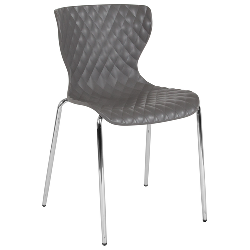 Flash Furniture LF-7-07C-GRY-GG Gray Plastic Back and Seat Chrome Frame Finish Stacking Lowell Chair