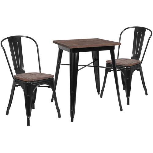 Flash Furniture CH-WD-TBCH-15-GG 26" W x 30.25" H Black Table and Chair Set