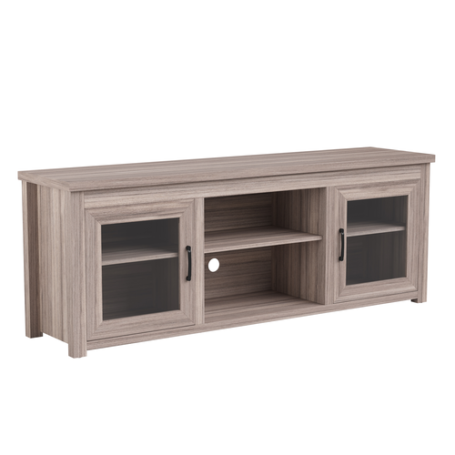 Flash Furniture GC-MBLK65-GY-GG 65" W Gray Wash Oak Wood Frame Rectangular 3 Shelves TV Stand